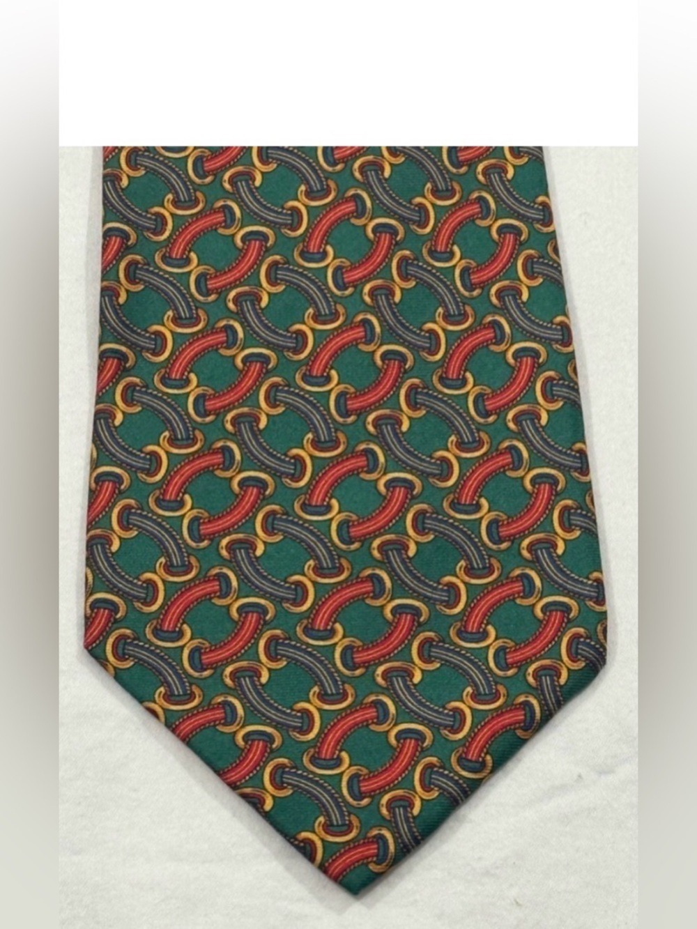 Fumagalli's Handmade in Spain Silk Tie Gold Chain Print Designer
